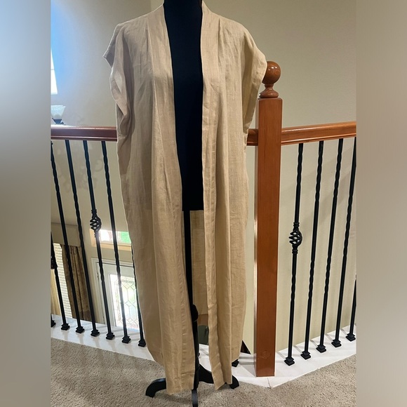 Petals VINTAGE Beige LINEN KIMONO, COPPOLA & BOWERS SIZE L - Picture 4 of 12